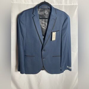 Kenneth Cole Reaction 40R Slim Fit Sportcoat Blue Black Trim Evening Jack